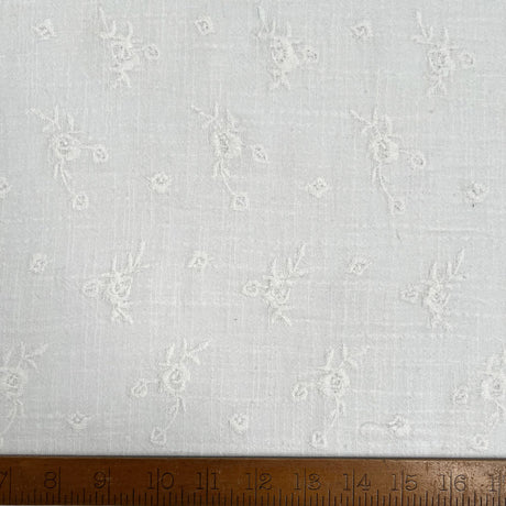 Embroidered Cotton Muslin Florals White Dress Woven Fabric Ruler