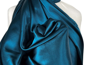Eternal Satin Teal Viscose Italian Plain Woven Dress Fabric