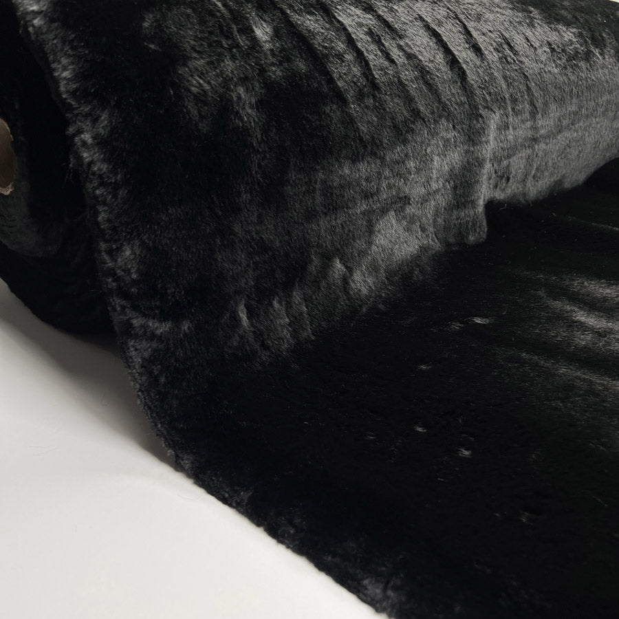 Etta Black Fur Soft Heavy Knit Fabric Roll