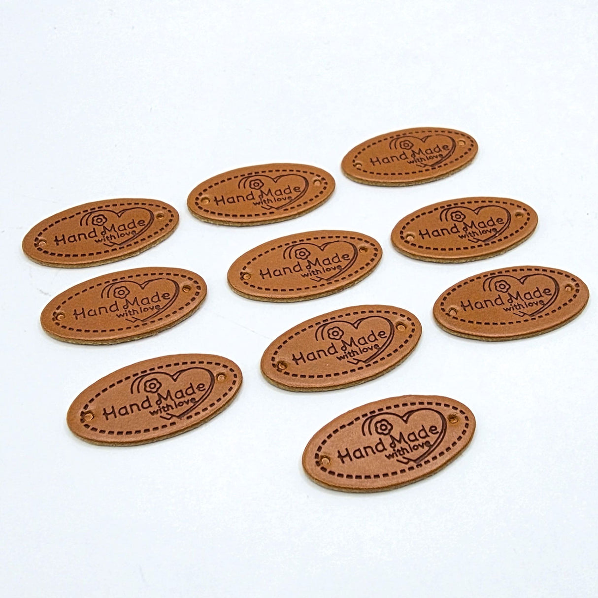 Faux Leather "Handmade With Love" Sewing Labels All