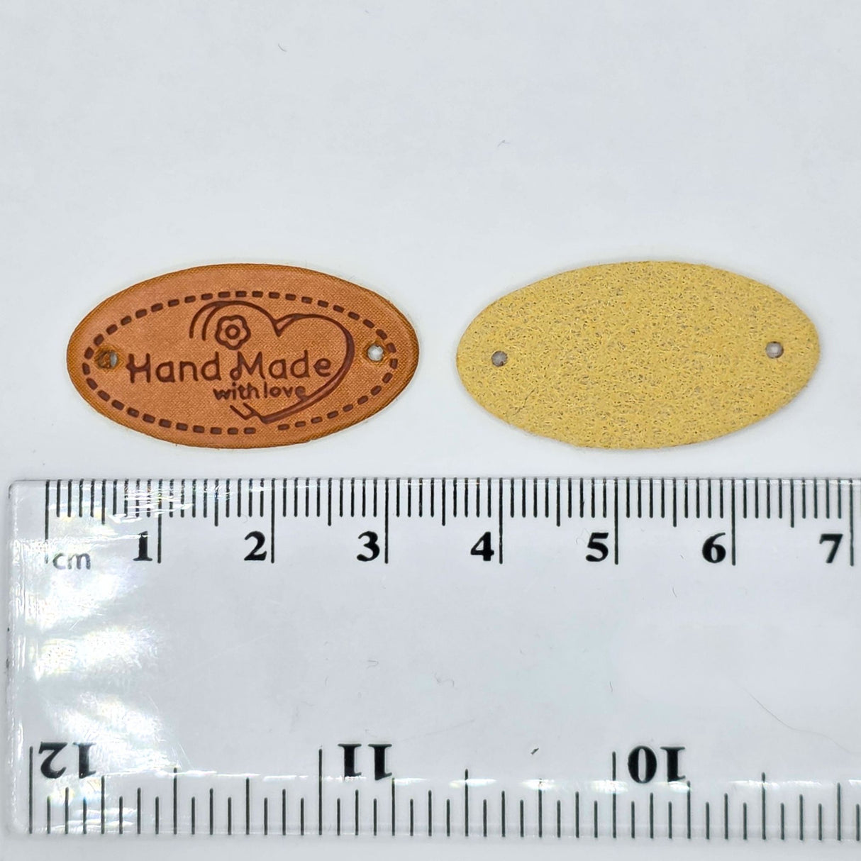 Faux Leather "Handmade With Love" Sewing Labels Ruler