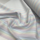 Fine Rainbow Stripe Cotton Multicoloured Woven Shirting Fabric CU