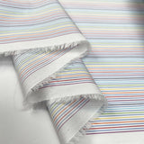 Fine Rainbow Stripe Cotton Multicoloured Woven Shirting Fabric Fold