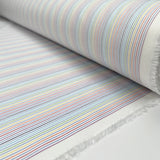 Fine Rainbow Stripe Cotton Multicoloured Woven Shirting Fabric Roll