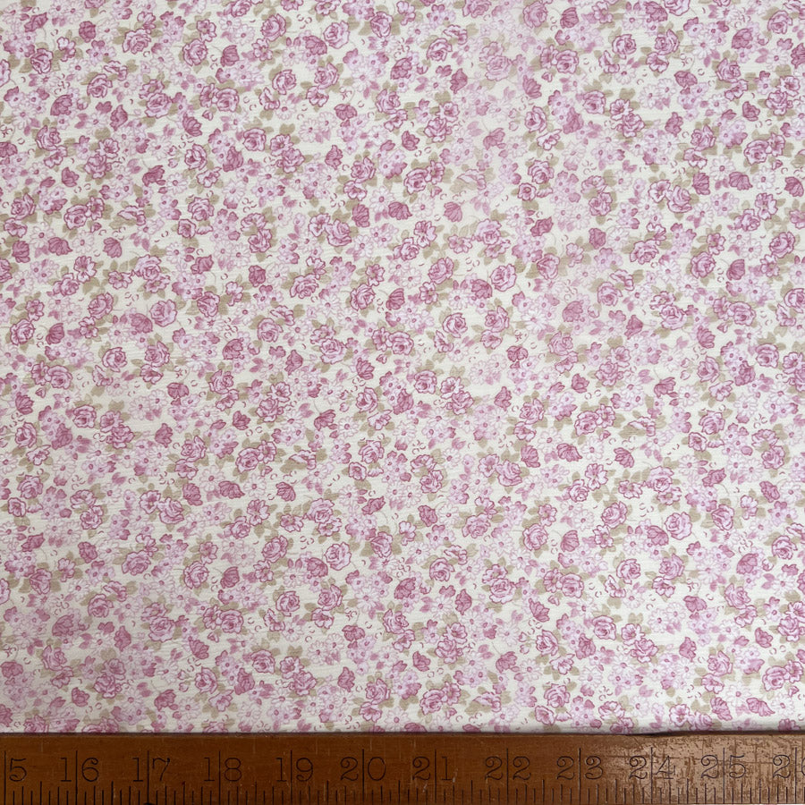 Finest Silk Rose Whisper Small Floral Pink Sheer Lightweight Dress Fabric Ruler