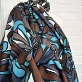 Italian Linen Cotton Turquoise Brown Abstract Fabric Fiori di Como CU