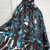Italian Linen Cotton Turquoise Brown Abstract Fabric Fiori di Como Mannequin