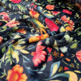 Fleece Feels Garden Navy Pink Floral Polyester Thick Cuddle Soft Fabric CU