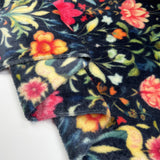 Fleece Feels Garden Navy Pink Floral Polyester Thick Cuddle Soft Fabric Fold