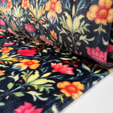 Fleece Feels Garden Navy Pink Floral Polyester Thick Cuddle Soft Fabric Roll