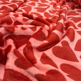 Fleece Feels Hearts Red Pink Polyester Thick Cuddle Soft Fabric CU