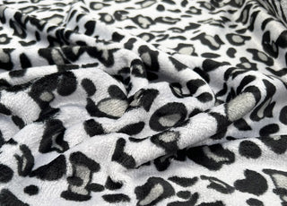 Fleece Feels Leopard Black Grey Polyester Thick Cuddle Soft Fabric CU
