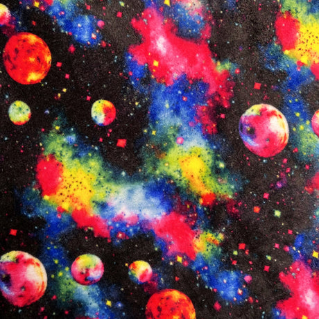 Fleece Feels Space Black Multicoloured Polyester Thick Cuddle Soft Fabric