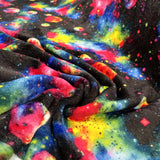 Fleece Feels Space Black Multicoloured Polyester Thick Cuddle Soft Fabric CU
