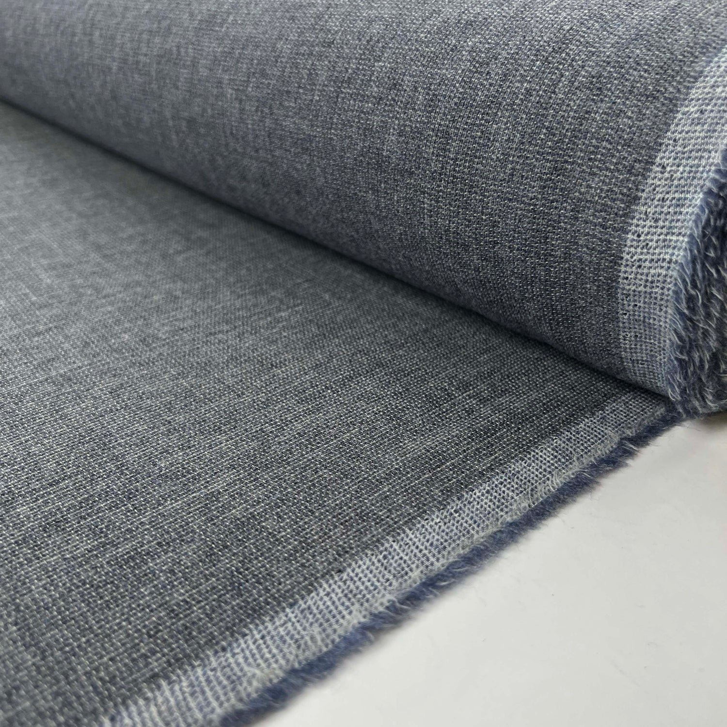 Flopsy Blue Grey Wool Loose Woven Suiting Fabric Roll