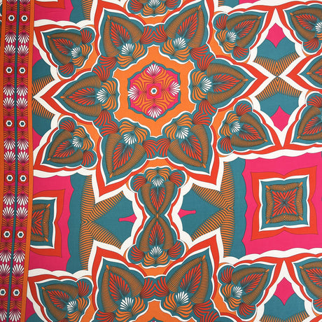 Floral Fusion Polyester Satin Teal Pumpkin Twill Abstract Pink Dress Fabric Print