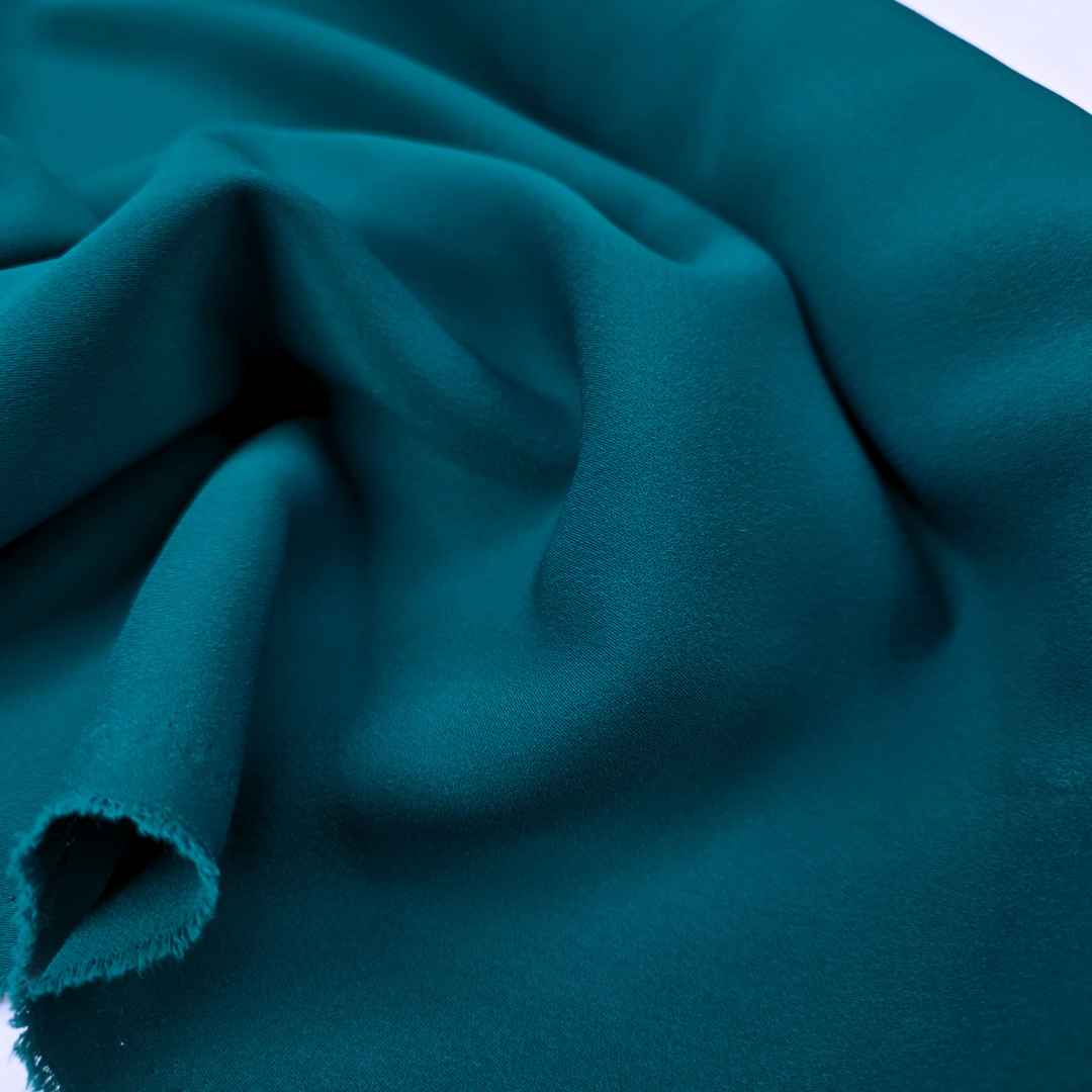 French Crepe Teal Smooth Green Polyester Crepe Fabric CU