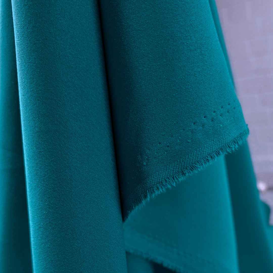 French Crepe Teal Smooth Green Polyester Crepe Fabric Hang