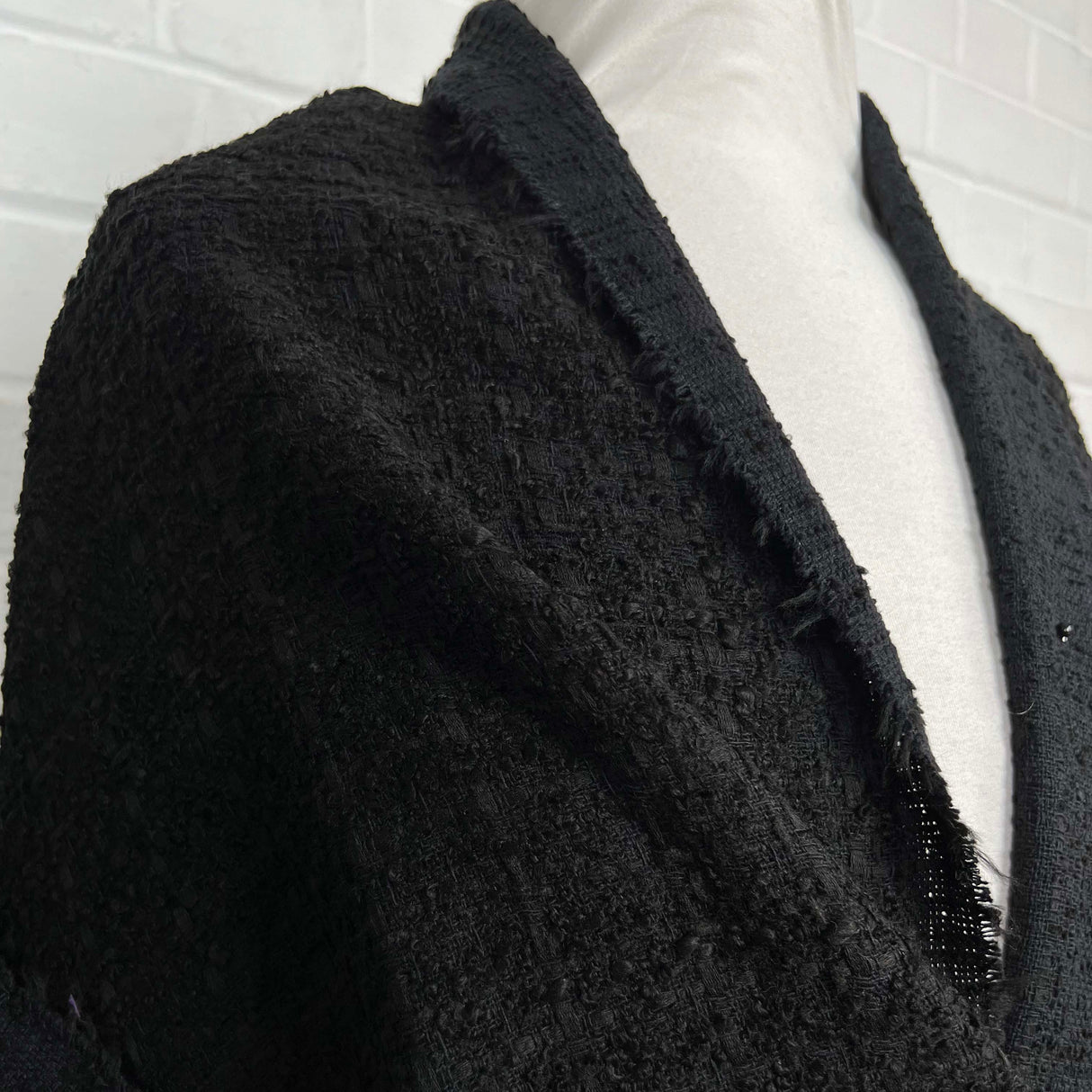 French Style Black Polyester Cotton Acrylic Tweed Boucle Coating Fabric CU