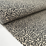 French Terry Baby Leopard Cotton Elastane Beige Black Animal Print Knit Jersey Fabric Bolt