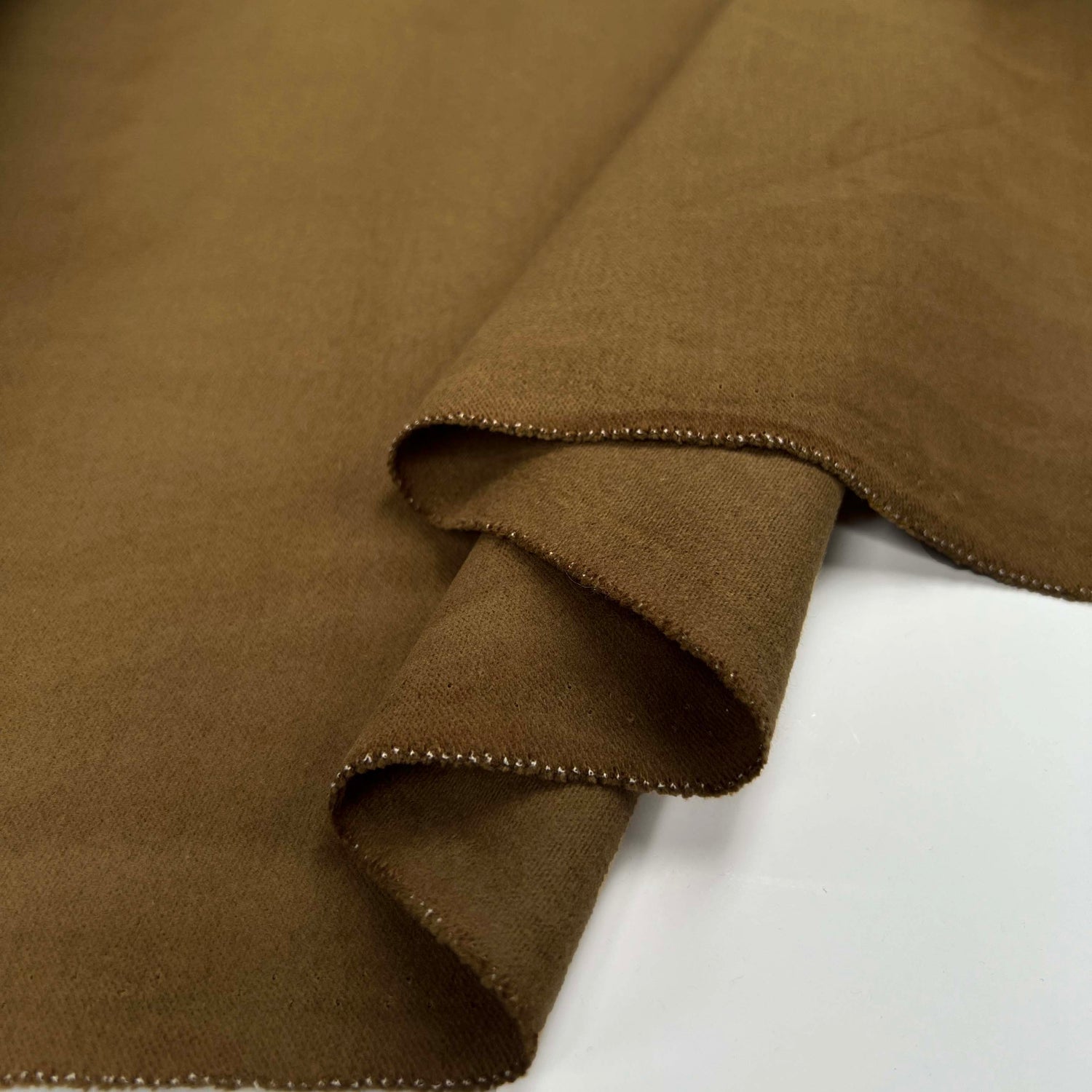 Brown Italian Cotton Moleskin Trouser Fabric Firenze Moleskin Coffee Fold