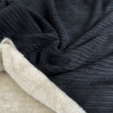 Fur Lined Corduroy Black II Polyester Polyamide Heavy Bonded Jumbo Coating Fabric CU