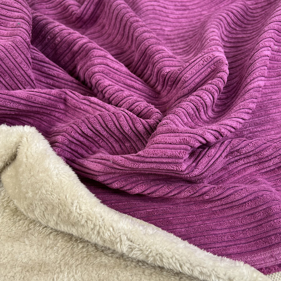 Fur Lined Corduroy Purple Pink Polyester Polyamide Heavy Bonded Jumbo Coating Fabric CU