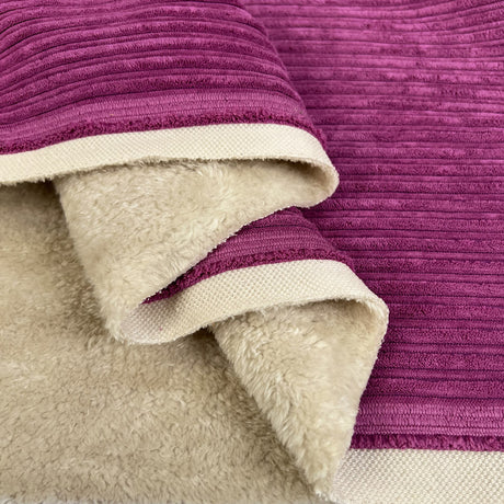 Fur Lined Corduroy Purple Pink Polyester Polyamide Heavy Bonded Jumbo Coating Fabric Fold