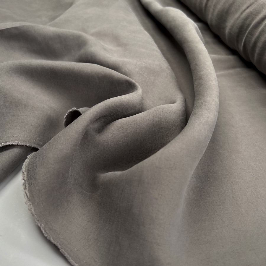 Gentle Grey Modal Shirting Polyester Putty Soft Woven Dress Fabric CU