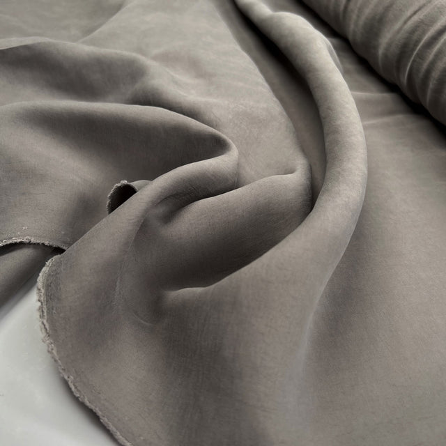Gentle Grey Modal Shirting Polyester Putty Soft Woven Dress Fabric CU