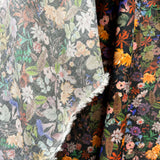 Gently Does It Viscose Floral Italian Black Multicoloured Dress Fabric Hang