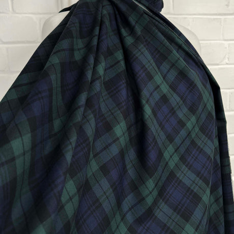 Black Watch Cotton Twill Blue Green Check Fabric Good Old Days CU