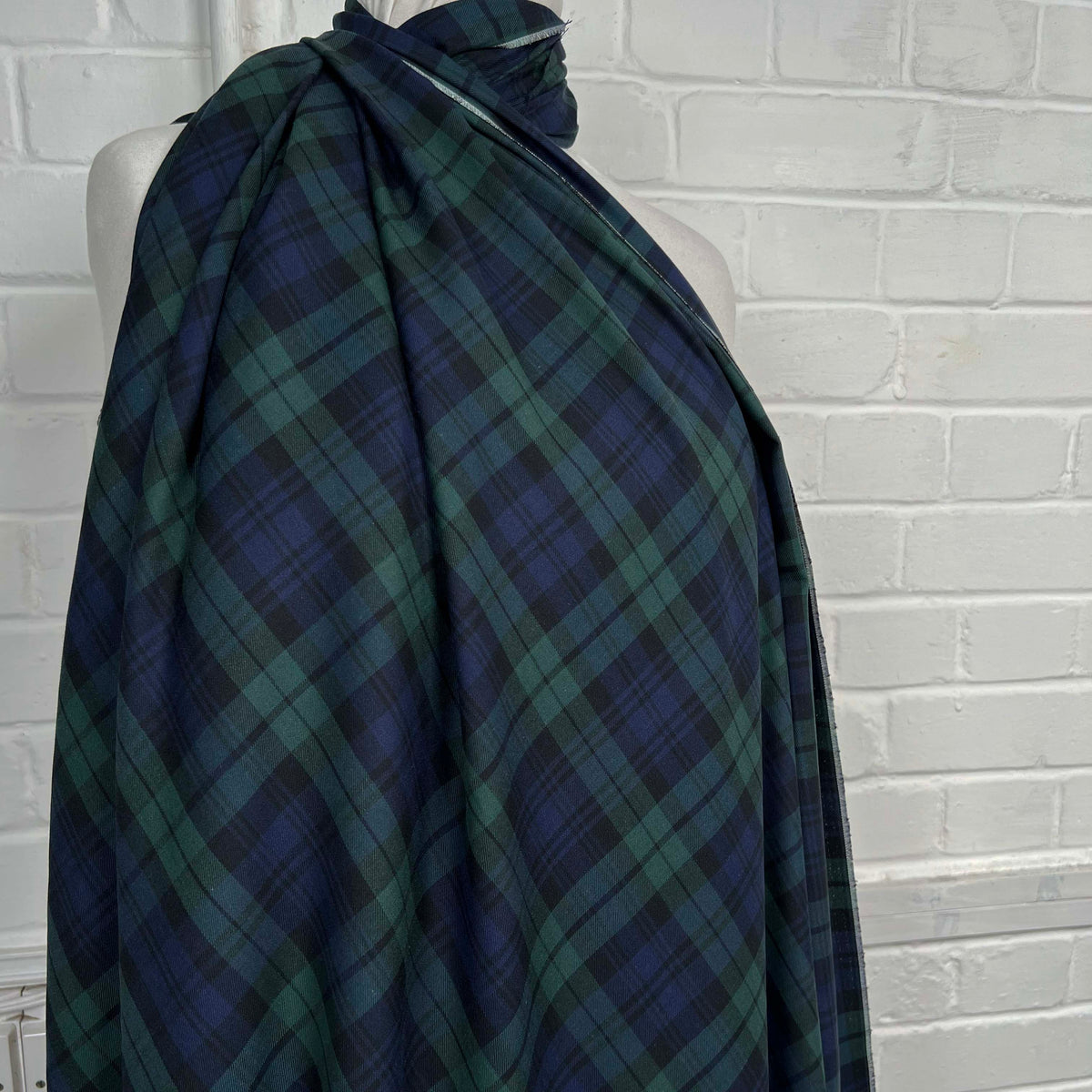 Black Watch Cotton Twill Blue Green Check Fabric Good Old Days Mannequin