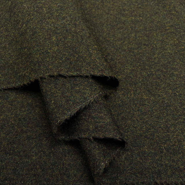 Green Milled Wool Cashmere Blend Suiting Fabric Great & Small Olive Fold