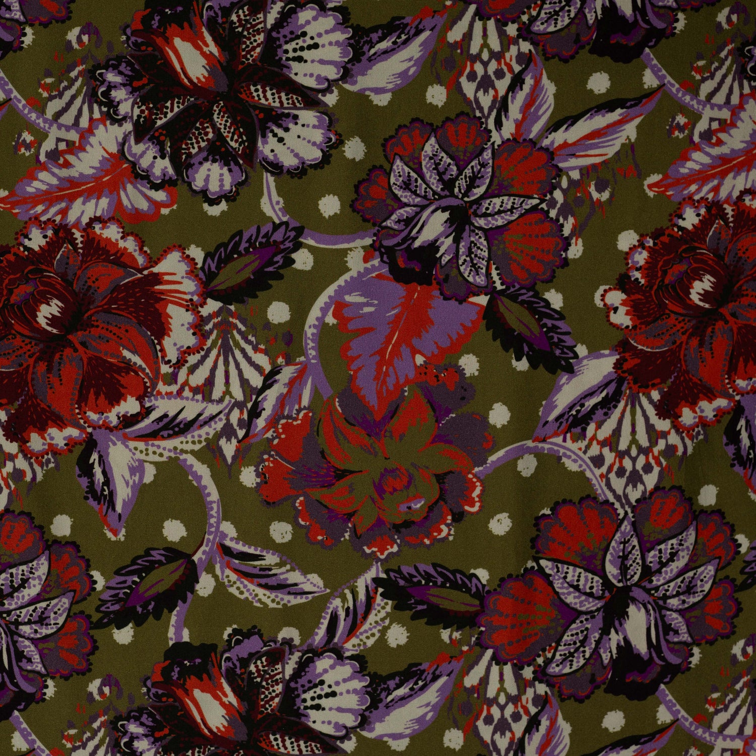 Bad Romance Green Red Floral Print Viscose Dress Fabric fabric, undefined