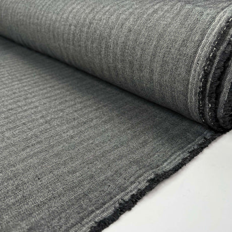 Happy Harry Viscose Blend Grey Herringbone Stretch Suiting Fabric Roll