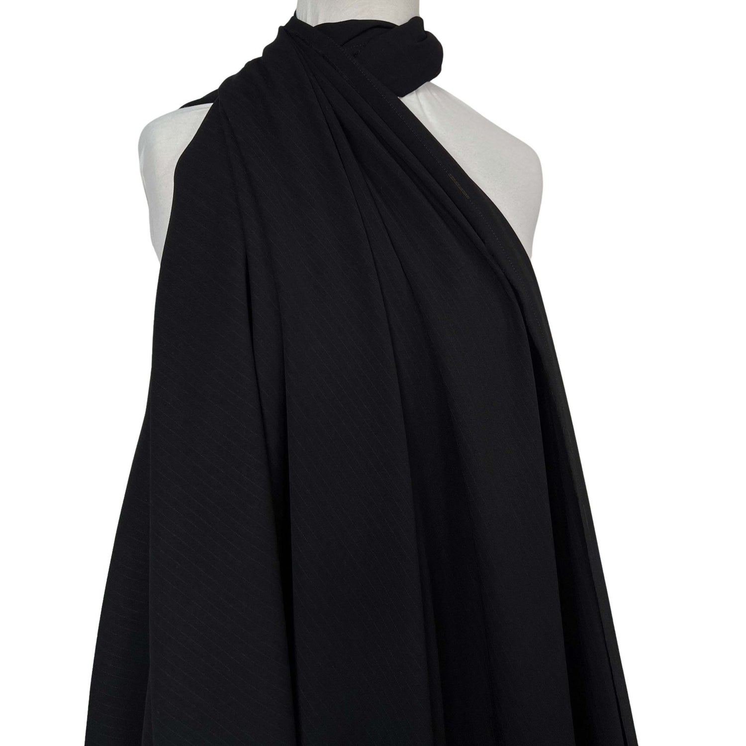 Black Polyester Viscose Pink Pinstripe Suiting Fabric Head Mistress Mannequin