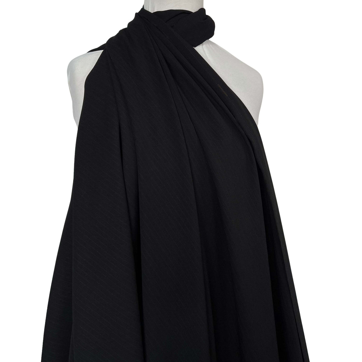 Black Polyester Viscose Pink Pinstripe Suiting Fabric Head Mistress Mannequin