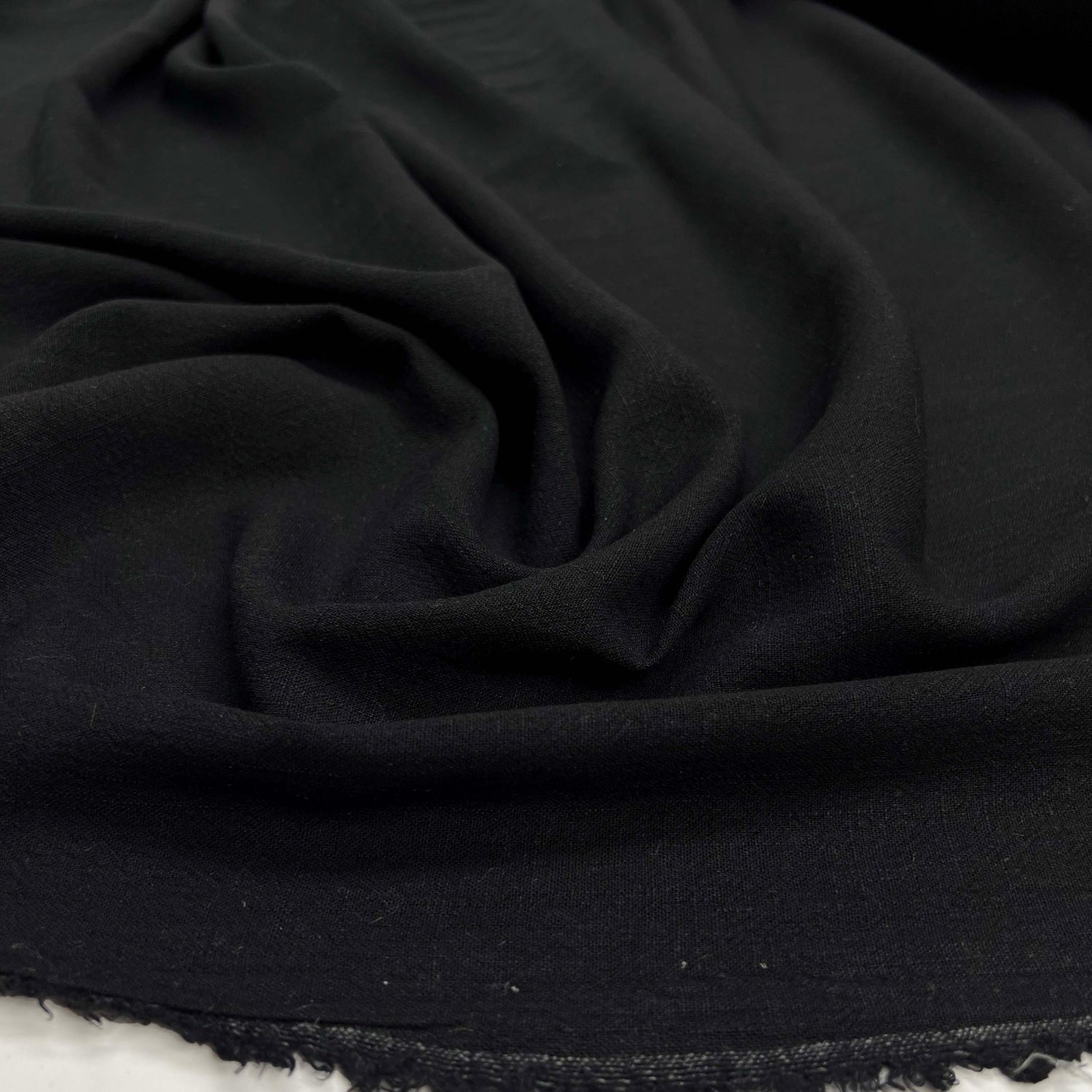 Black Viscose Linen Plain Woven Shirting Fabric  Hector - Jet CU