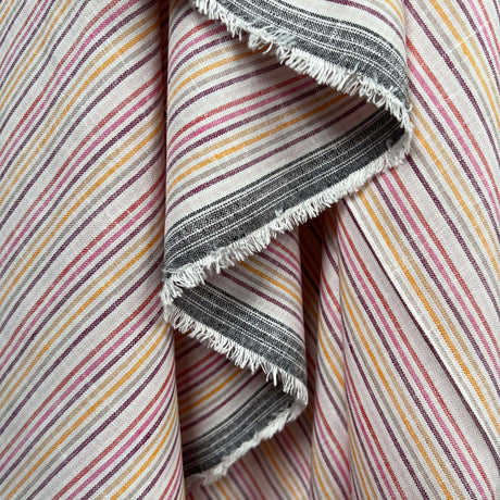 Viscose Linen Blend Pink Stripe Fabric Helter Skelter Candyfloss Hang