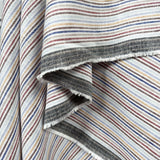Helter Skelter Harbour Blue Viscose Linen Stripe Woven Dress Fabric Hang