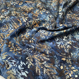 Hoffman Bali Cotton Lawn Ferns Night Indonesian Earth Blue Floral Dress Fabric CU