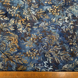 Hoffman Bali Cotton Lawn Ferns Night Indonesian Earth Blue Floral Dress Fabric Ruler