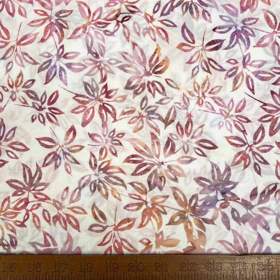 Hoffman Bali Cotton Lawn Lychee Bloom Indonesian Pink Cream Floral Dress Fabric Ruler