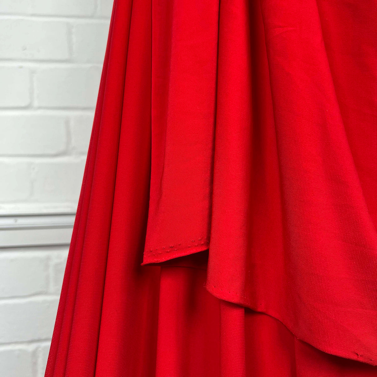 ITY Red Plain Polyester Knitted Stretch Jersey Fabric Hang