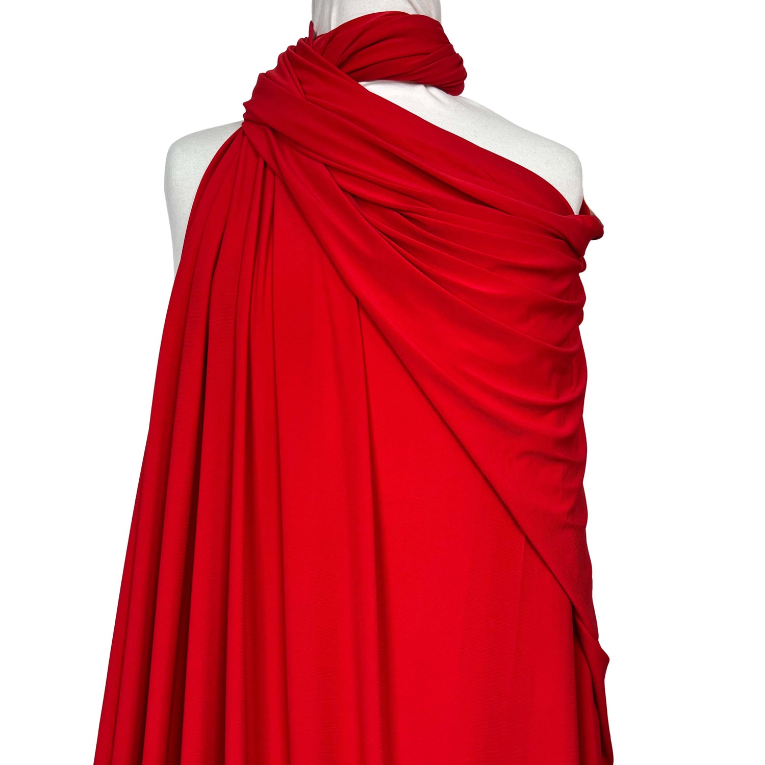 ITY Red Plain Polyester Knitted Stretch Jersey Fabric Mannequin
