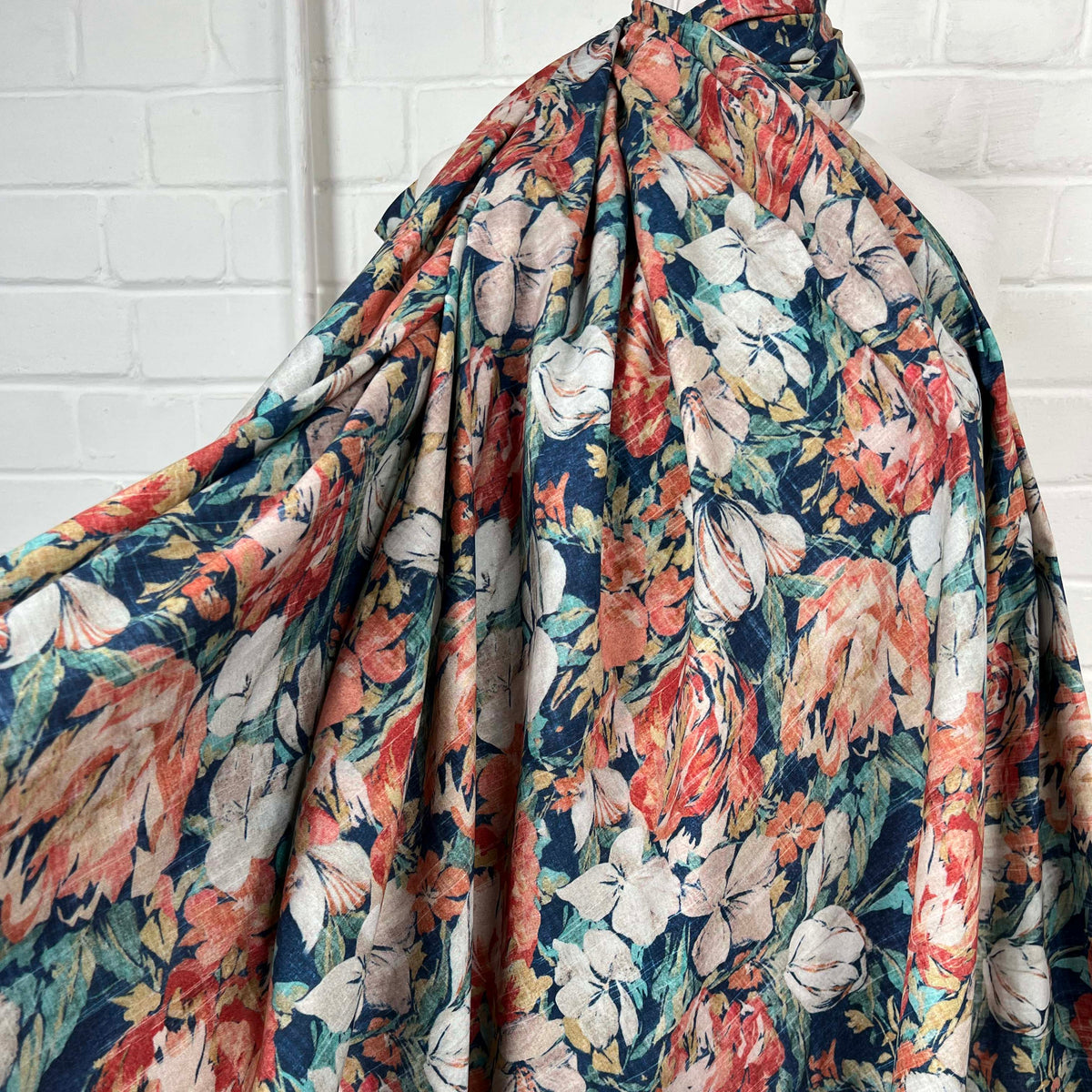 In A Gentle Garden Cotton Italian Floral Fabric Mannequin