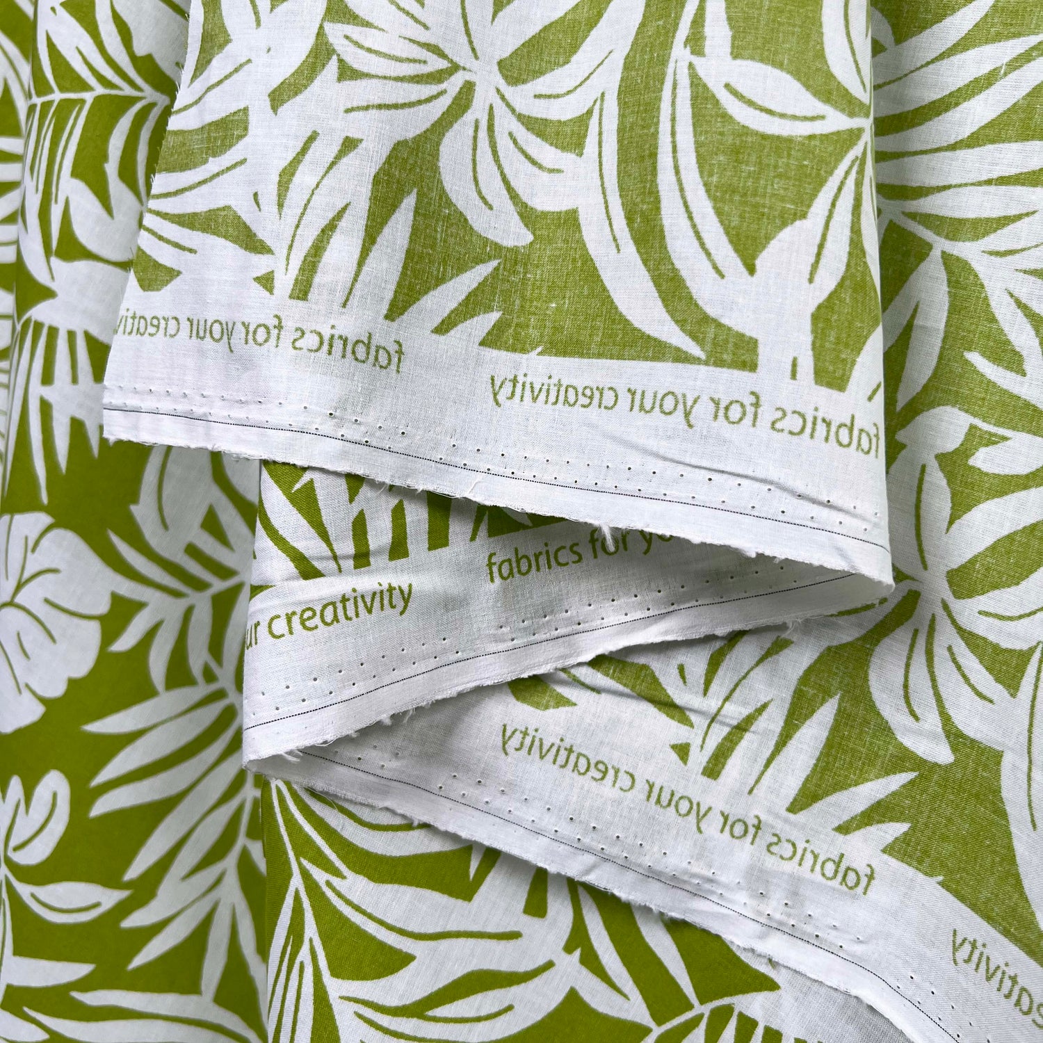 Green Floral Print Cotton Voile Dress Fabric Island Breeze Lime Hang