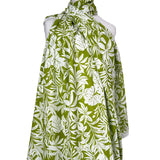 Green Floral Print Cotton Voile Dress Fabric Island Breeze Lime Mannequin
