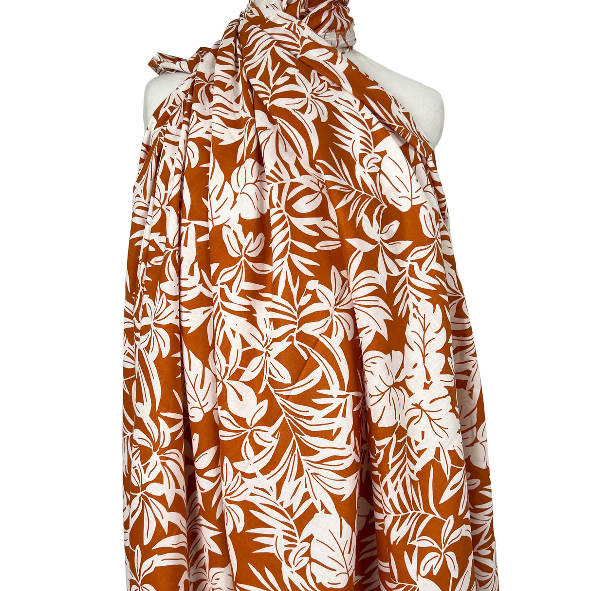 Orange Floral Print Cotton Voile Dress Fabric Island Breeze - Papaya Mannequin